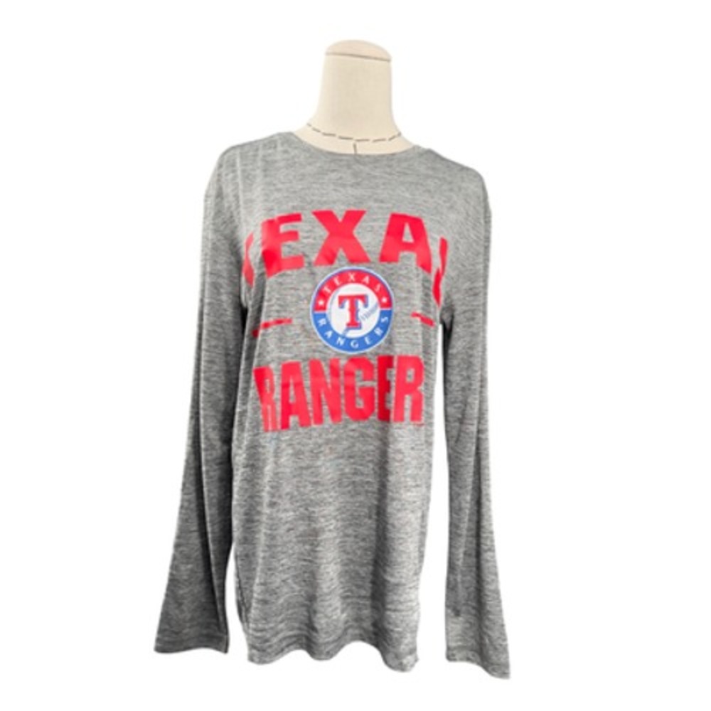 Texas‎ Rangers Women Gray Long Sleeve T Shirt MLB Baseball Sportswear Size S